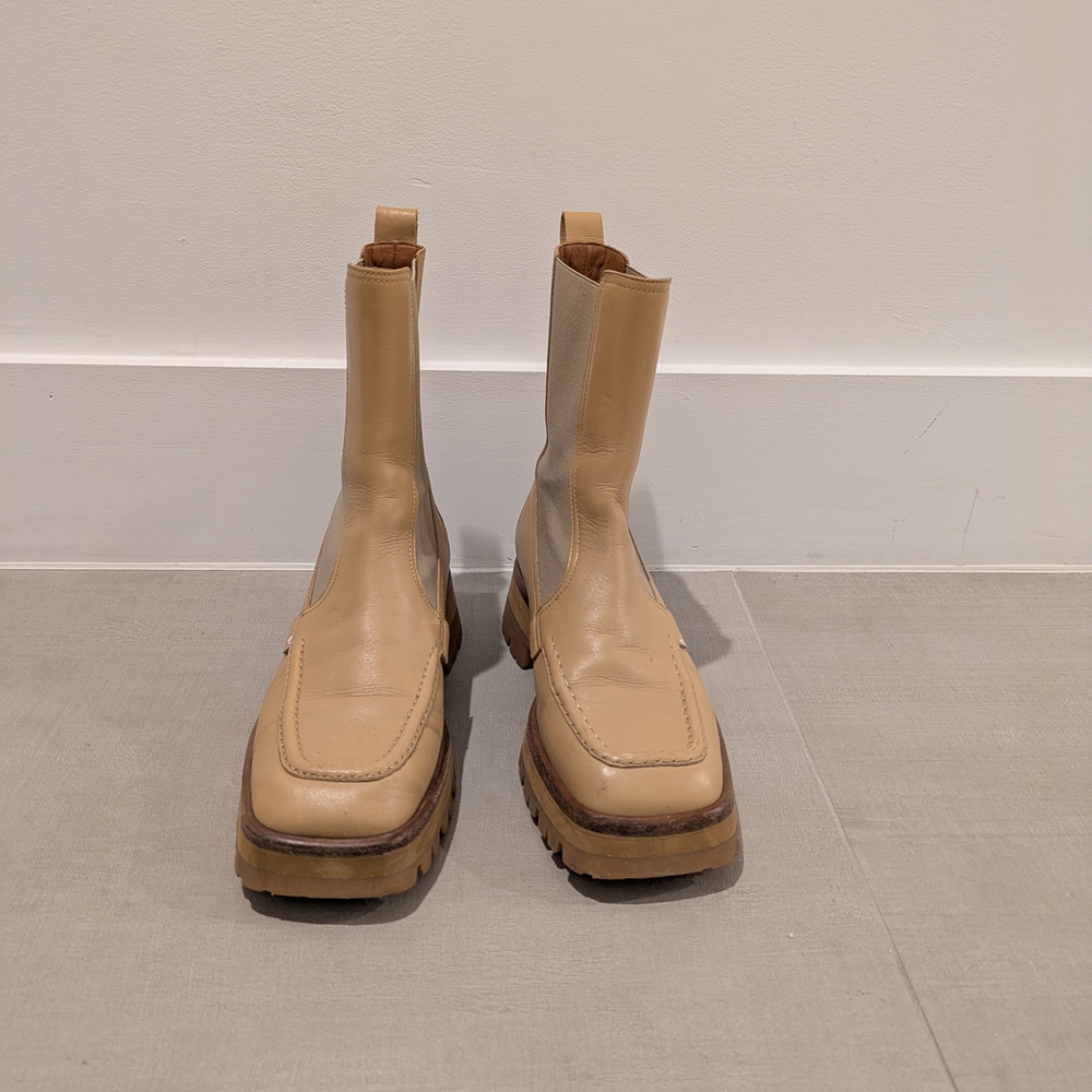The Arrivals NYC Beige Leather Boots